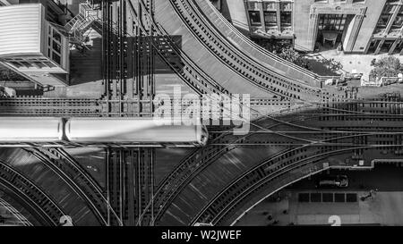 A Chicago CTA Train in Black and White Stock Photo