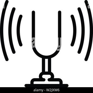 Tuning fork device icon, outline style Stock Vector