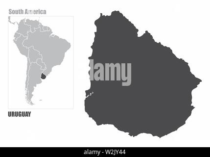 Uruguay silhouette map Stock Vector