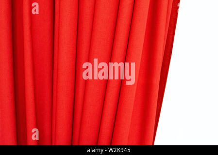 Part of red Curtain isolated on white Background Stock Photo
