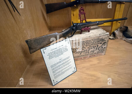 Sharps rifle 50-70 caliber on display at High Plains Western Heritage Center, Spearfish, County Lawrence, South Dakota, USA Stock Photo