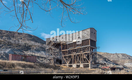 Abandoned Coal Mine near Drumheller, Alberta, Canada Stock Photo