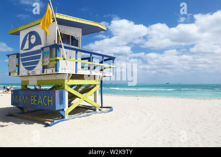 Lifeguard station in South Beach Stock Photo
