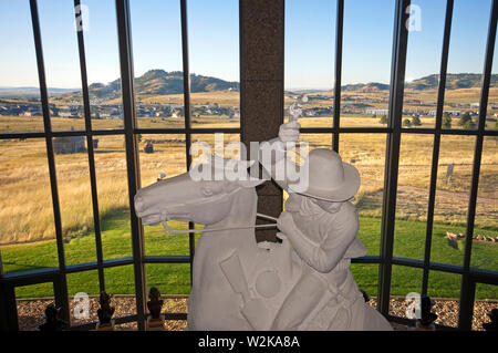 Statue of cowboy and his horse, High Plains Western Heritage Center, Spearfish, County Lawrence, South Dakota, USA Stock Photo