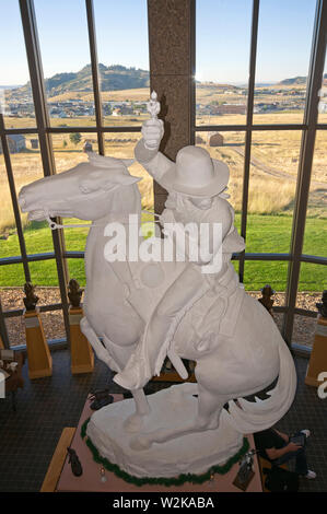 Statue of cowboy and his horse, High Plains Western Heritage Center, Spearfish, County Lawrence, South Dakota, USA Stock Photo