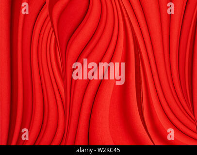 Red Cloth Backdrop with abstract Lines as Background Stock Photo
