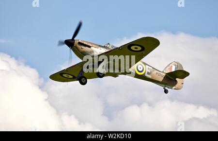 Hawker Hurricane MK1 P3700 airborne at the Shuttleworth Military Airshow on the 7th July 2019 Stock Photo