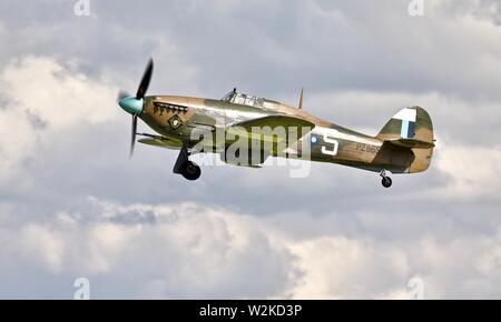 Battle of Britain Memorial Flight Hurricane Mk IIC PZ865 – ‘The Last of the Many’ airborne at the Shuttleworth Military Airshow on the 7th July 2019 Stock Photo