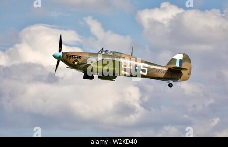 Battle of Britain Memorial Flight Hurricane Mk IIC PZ865 – ‘The Last of the Many’ airborne at the Shuttleworth Military Airshow on the 7th July 2019 Stock Photo