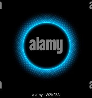Abstract circle with dots light effect on black background. Stock Vector