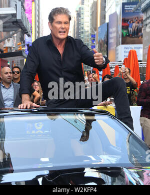 New York, NY, USA. 09th July, 2019. David Hasselhoff and KITT on Good Morning America promoting his new show Battle of the 8O's Supercar on July 09, 2019. Credit: Rw/Media Punch/Alamy Live News Stock Photo