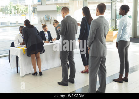 Group of diverse business people waiting for interview Stock Photo