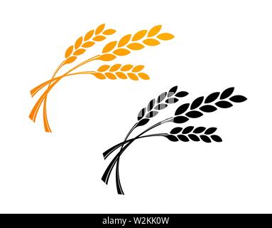 Agriculture wheat Logo Template. Vector icon design in golden and black - Vector Stock Vector
