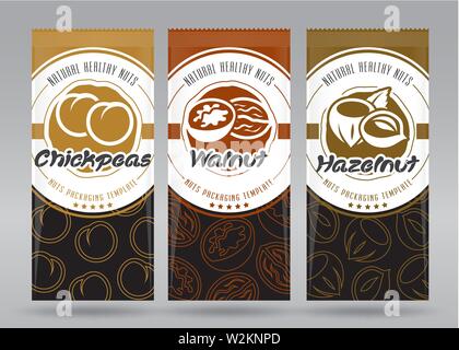 Nuts packaging set Stock Vector
