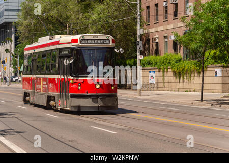 Toronto, Canada - 22 June 2019: Street car in Downtown Toronto going on College street Stock Photo