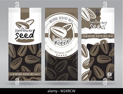 Sunflower seed packaging set Stock Vector