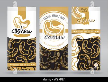 Cashew packaging set Stock Vector