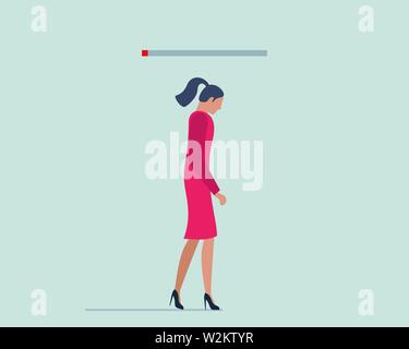 Burnout syndrome concept. Young tired female without work or life energy. Depression fatigue stress vector illustration Stock Vector