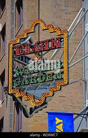 Sign for the Edwardian Elgin and Winter Garden Theatres, the last stacked Edwardian Theatres in the world.  Homw of the Toronto Film Festival Stock Photo