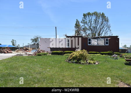 Tornado damage that occurred on the 27ty of May 2019 in the Dayton, Ohio vicinity. Stock Photo