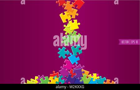 Spilled colored vector puzzles Stock Vector
