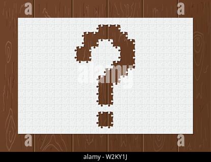 Realistic vector puzzle and wooden background. Stock Vector