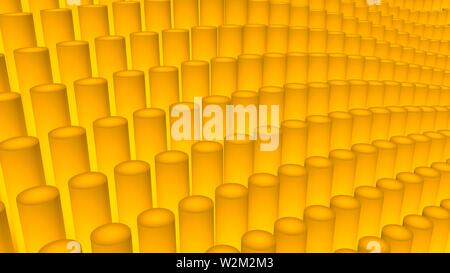 Bright colorful, dynamic and shiny solid rods floating in a wavy shape background.. 3d rendered background of Stock Photo