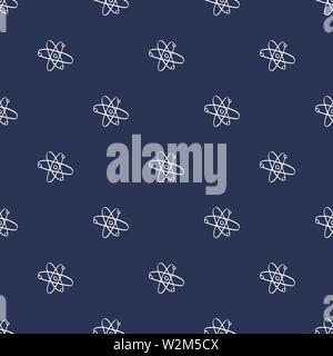 Atom symbol Seamless Pattern hand drawn. Vector Illustration. Stock Vector