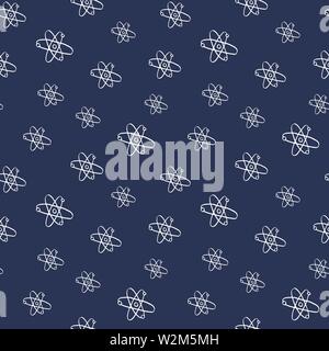 Atom symbol Seamless Pattern hand drawn. Vector Illustration. Stock Vector