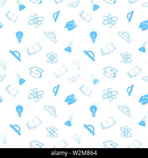 School seamless pattern Hand Drawn Doodles, Vector Illustration Stock Vector