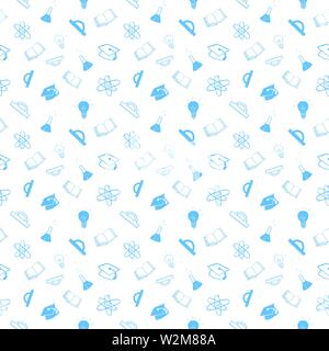 School seamless pattern Hand Drawn Doodles, Vector Illustration Stock Vector