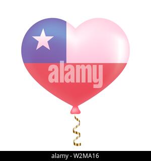 Flag of Chile in heart shape. vector illustration. Stock Vector