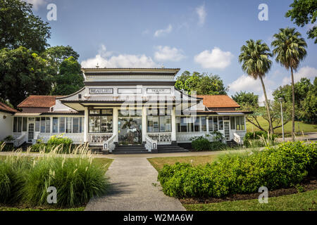 Singapore - Sept 30, 2018: Beaulieu House, built sometime in the 1910s, is located at Sembawang Park in Singapore, overlooking the Straits of Johor. Stock Photo