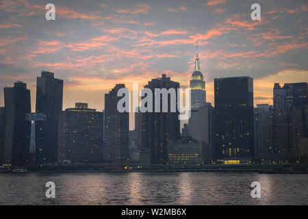 NYC skyline captured during sunset Stock Photo