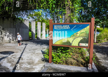 Singapore - Jan 12, 2019: Woodlands Waterfront Park is a park located at Admiralty Road West in Singapore and overlooks Straits of Johor. Stock Photo