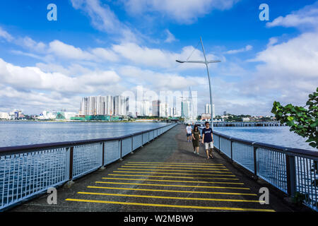 Singapore - Jan 12, 2019: Woodlands Waterfront Park is a park located at Admiralty Road West in Singapore and overlooks Straits of Johor. Stock Photo