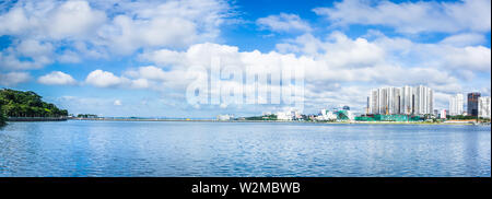 Singapore - Jan 12, 2019: Woodlands Waterfront Park is a park located at Admiralty Road West in Singapore and overlooks Straits of Johor. Stock Photo