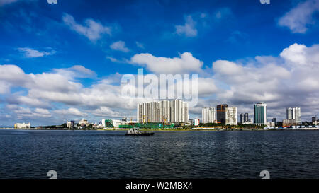 Singapore - Jan 12, 2019: Woodlands Waterfront Park is a park located at Admiralty Road West in Singapore and overlooks Straits of Johor. Stock Photo