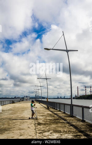 Singapore - Jan 12, 2019: Woodlands Waterfront Park is a park located at Admiralty Road West in Singapore and overlooks Straits of Johor. Stock Photo