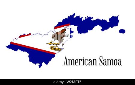 Silhouette map of the Amerian Samoa island on a white background Stock Vector