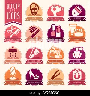 Beauty care icon set. Stock Vector