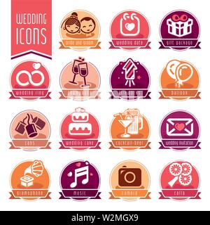Wedding icon set. Stock Vector