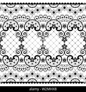 Romantic lace seamless vector pattern, vintage wedding lace design in white on gray background Stock Vector