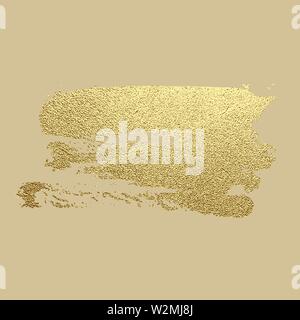 Gold paint stroke. Abstract gold glittering textured art illustration. Hand drawn brush stroke design element. Vector illustration Stock Vector