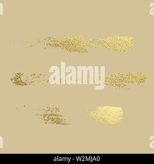 Gold paint stroke. Abstract gold glittering textured art illustration. Hand drawn brush stroke design element. Vector illustration Stock Vector