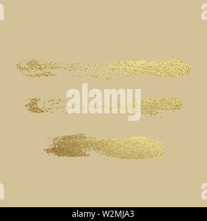 Gold paint stroke. Abstract gold glittering textured art illustration. Hand drawn brush stroke design element. Vector illustration Stock Vector