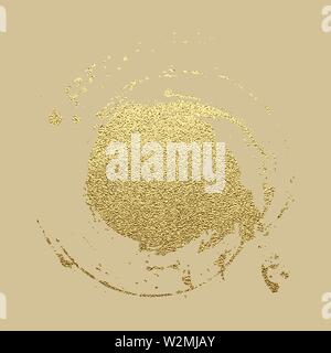 Gold paint stroke. Abstract gold glittering textured art illustration. Hand drawn brush frame design element. Vector illustration Stock Vector