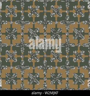 Hand drawn geometric ornament vector seamless pattern. Abstract geometry crosses background. Detailed jewelry texture in modern style for surface desi Stock Vector