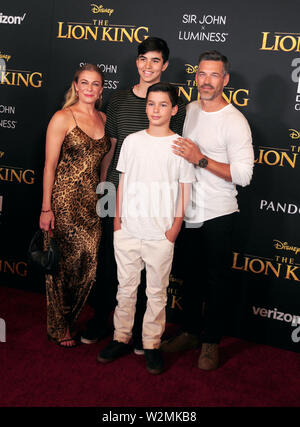 Hollywood, California, USA 9th July 2019 Singer LeAnn Rimes, Mason Edward Cibrian, Jake Austin Cibrian and father actor Eddie Cibrian attend the World Premiere of Disney's 'The Lion King' on July 9, 2019 at Dolby Theatre in Hollywood, California, USA. Photo by Barry King/Alamy Live News Stock Photo