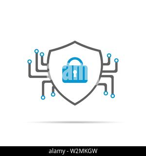 Cyber security icon with shadow. Vector eps10 Stock Vector